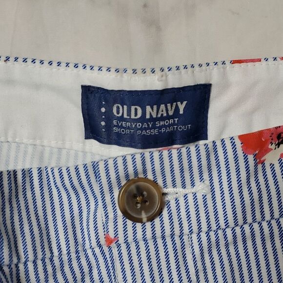 Old Navy Blue/White Stripe Floral Everyday Shorts0 - Picture 3 of 5